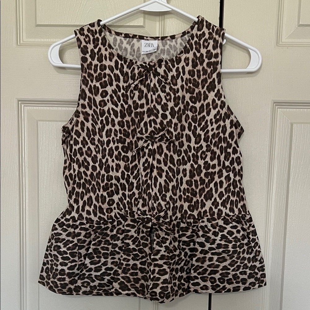 Zara Brown and Cream Leopard Print Blouse